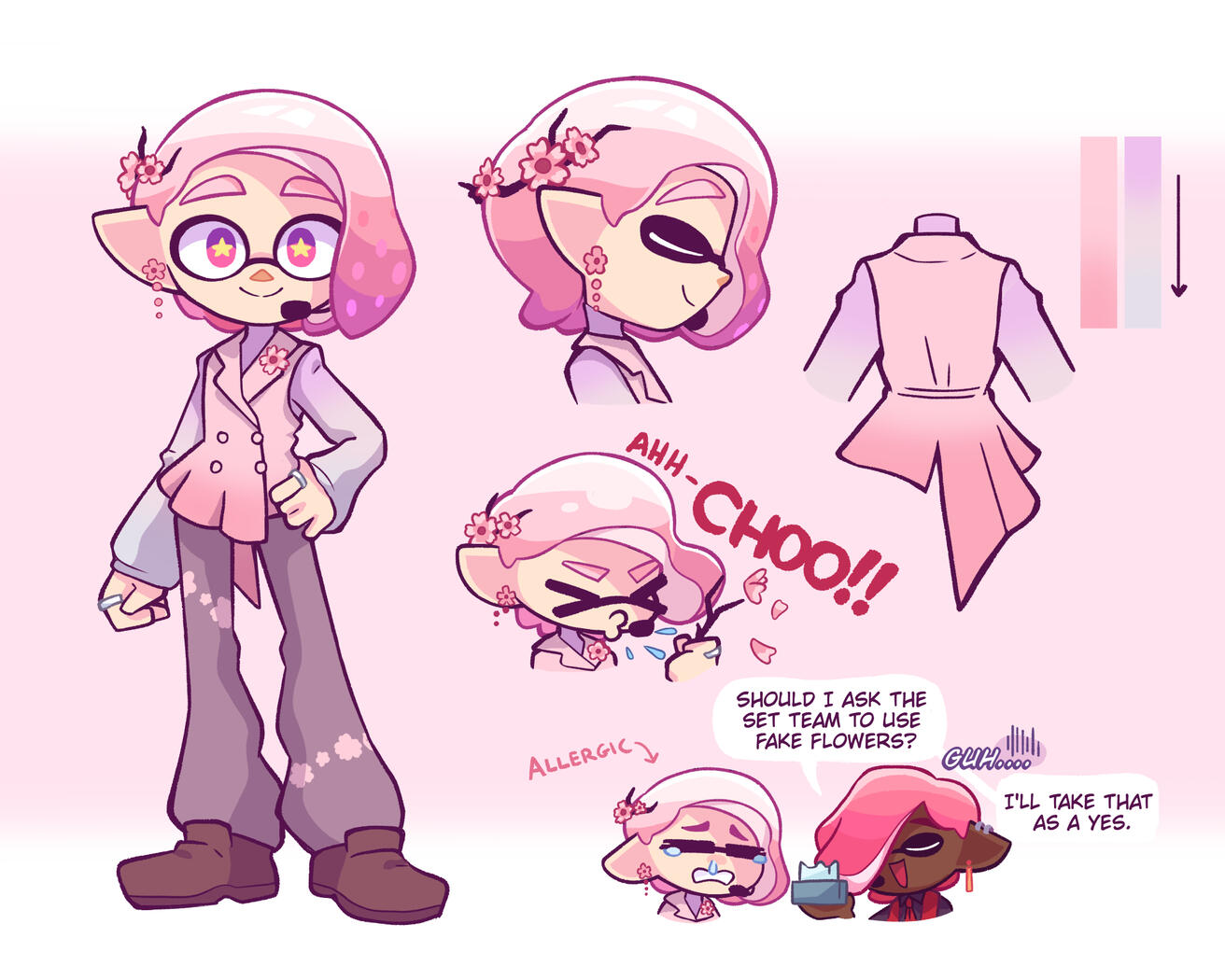 ~ Character design concept art depicting Tide (original character) in a cherry blossom themed outfit ~